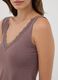 Brown stretch viscose camisole with deep V-neck and lace trim_2