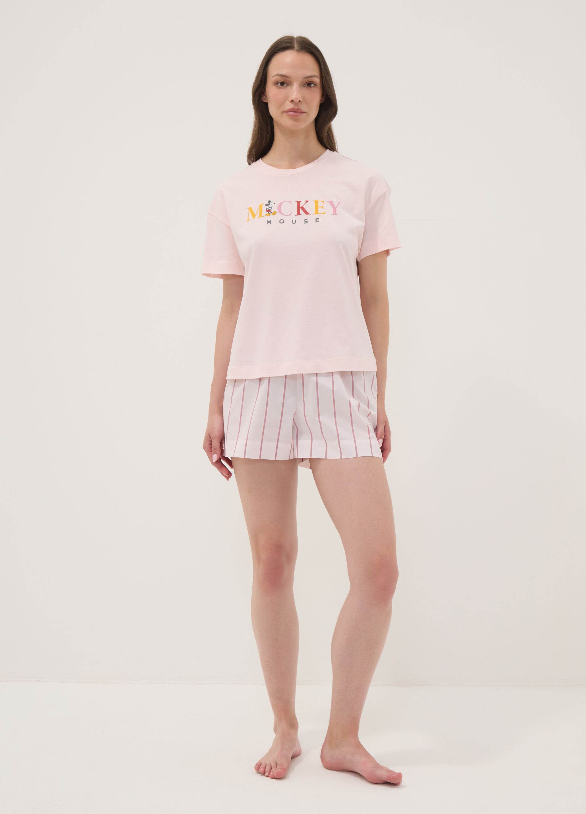 Pink organic cotton Mickey Mouse pyjama T-shirt