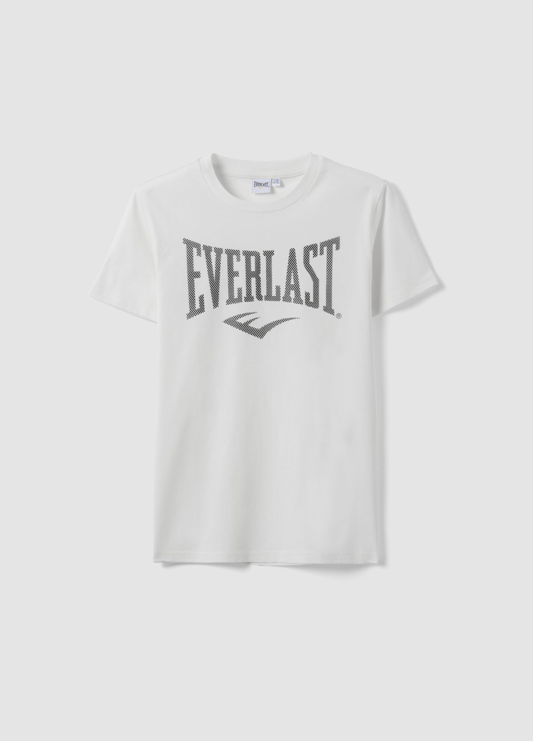 White pure cotton T-shirt with front print, regular fit for boys