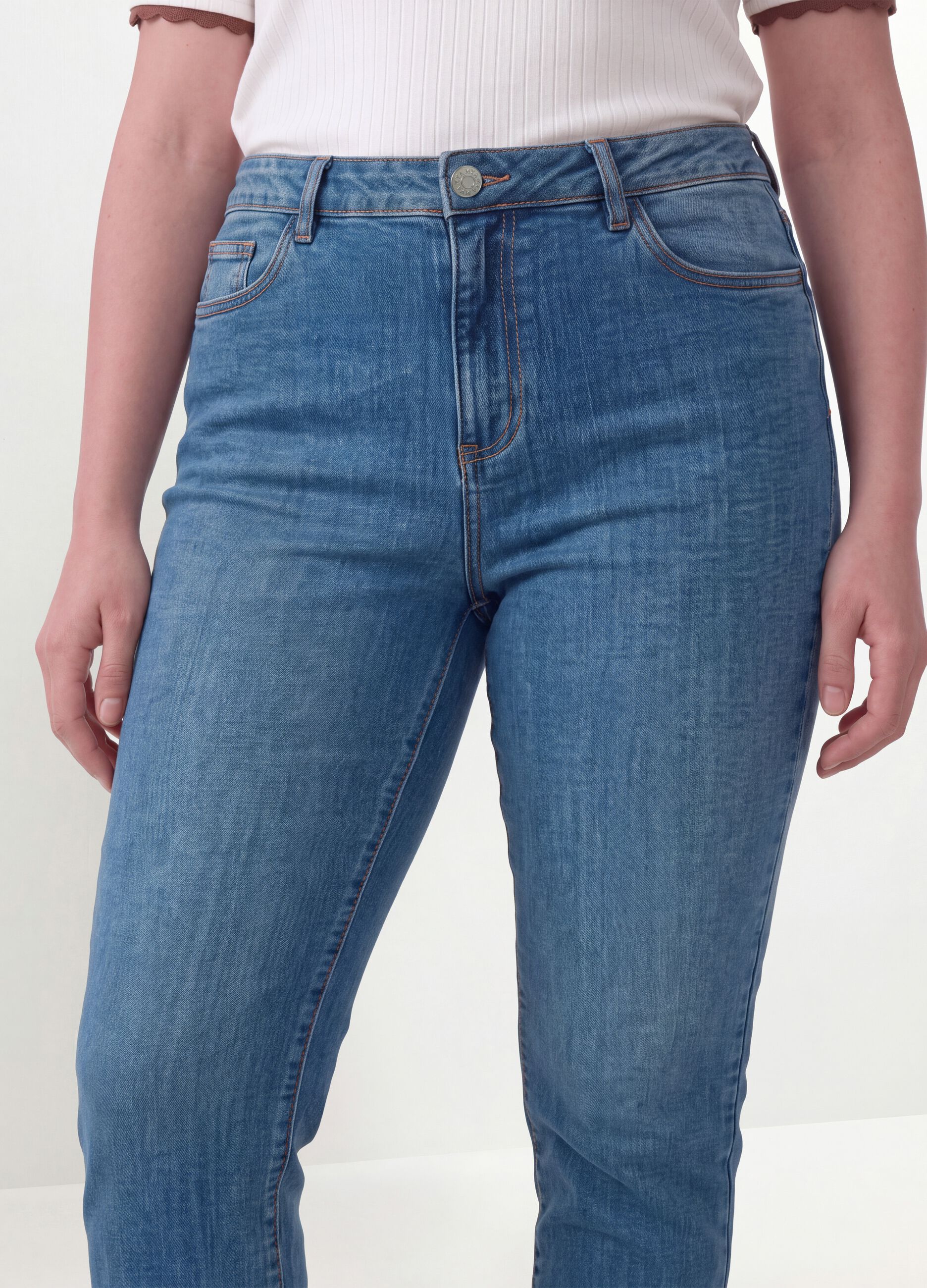 Blue denim slim-fit stretch cotton jeans