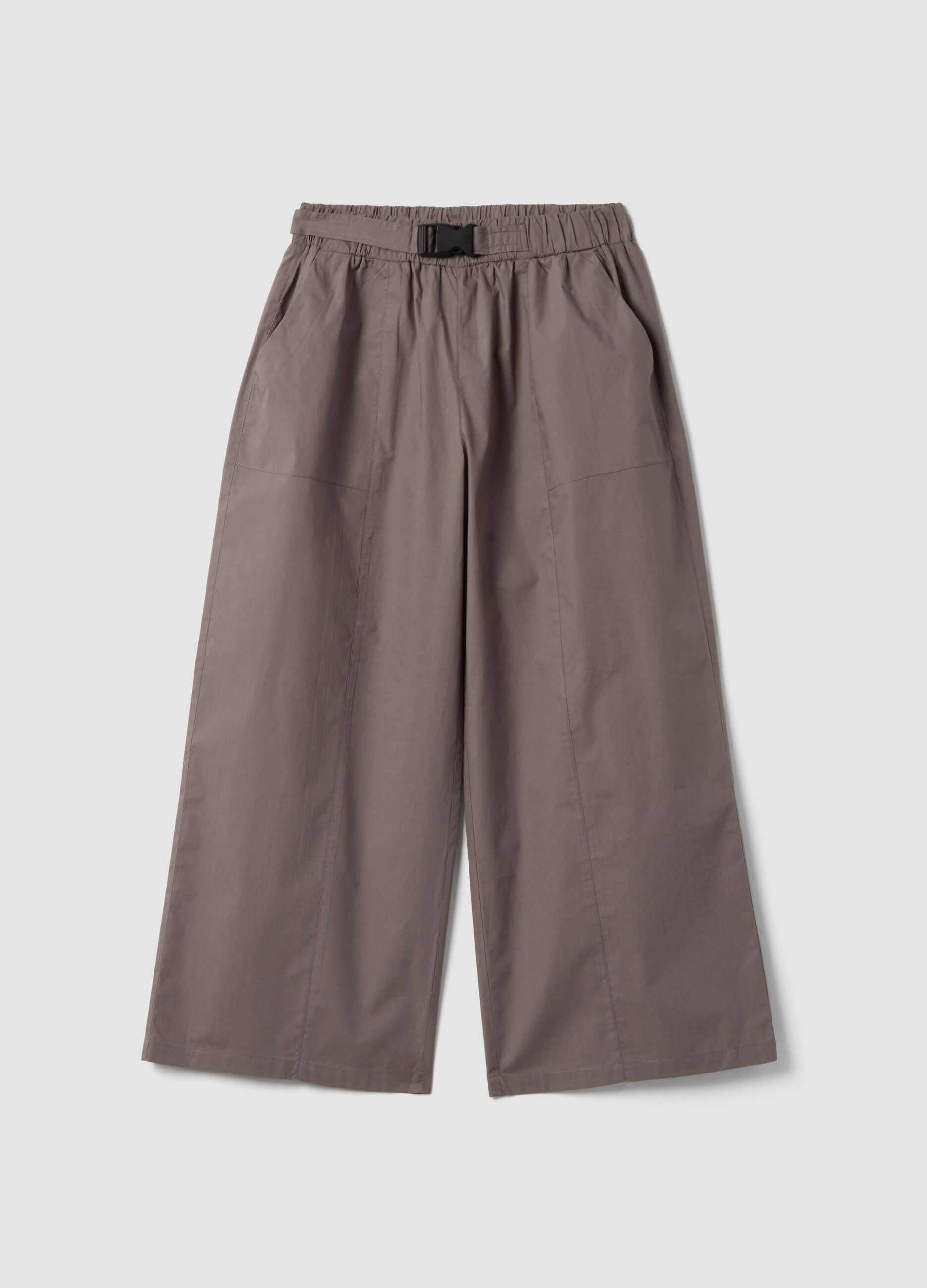 Brown pure cotton trousers with elasticated waistband for girls