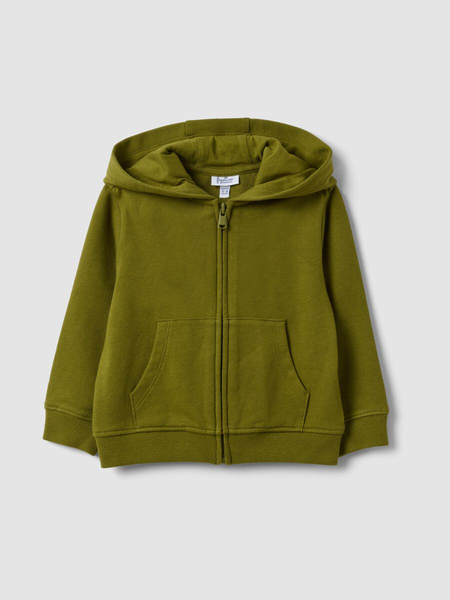 Green organic cotton hooded sweatshirt, regular fit, for boys_0