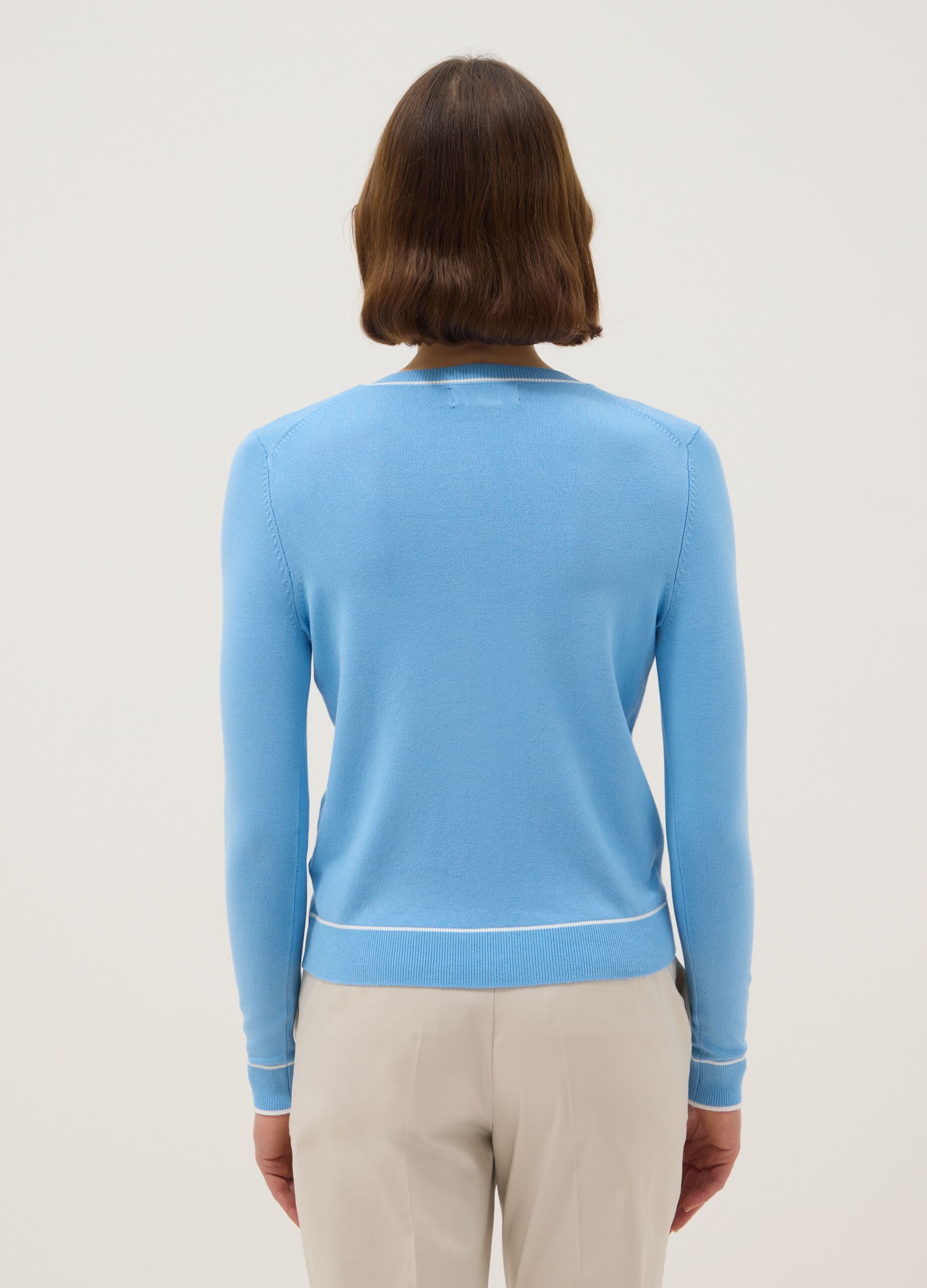 Blue viscose blend cardigan regular fit with buttons