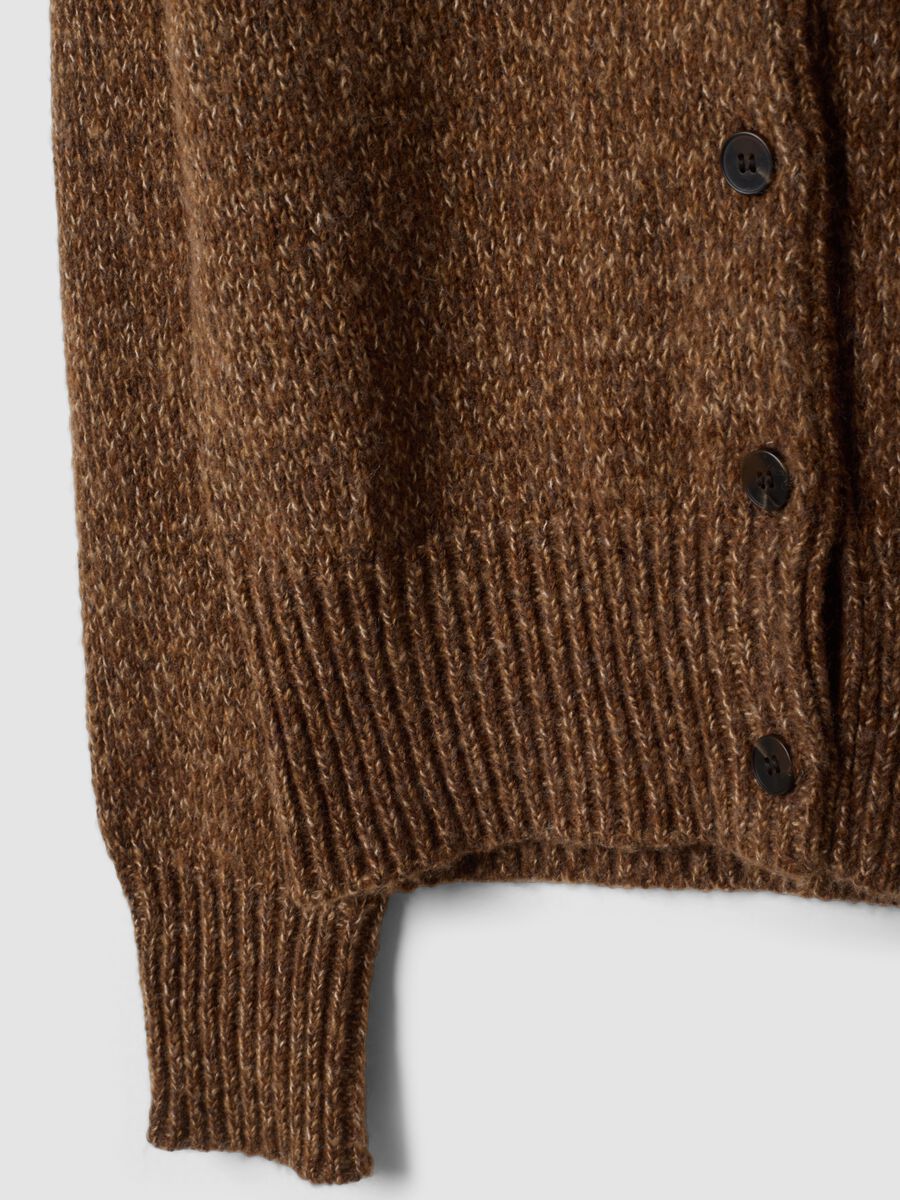Brown wool-blend cardigan with polo collar_5