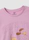 Pink long organic cotton jersey pyjamas with prints for girls_2