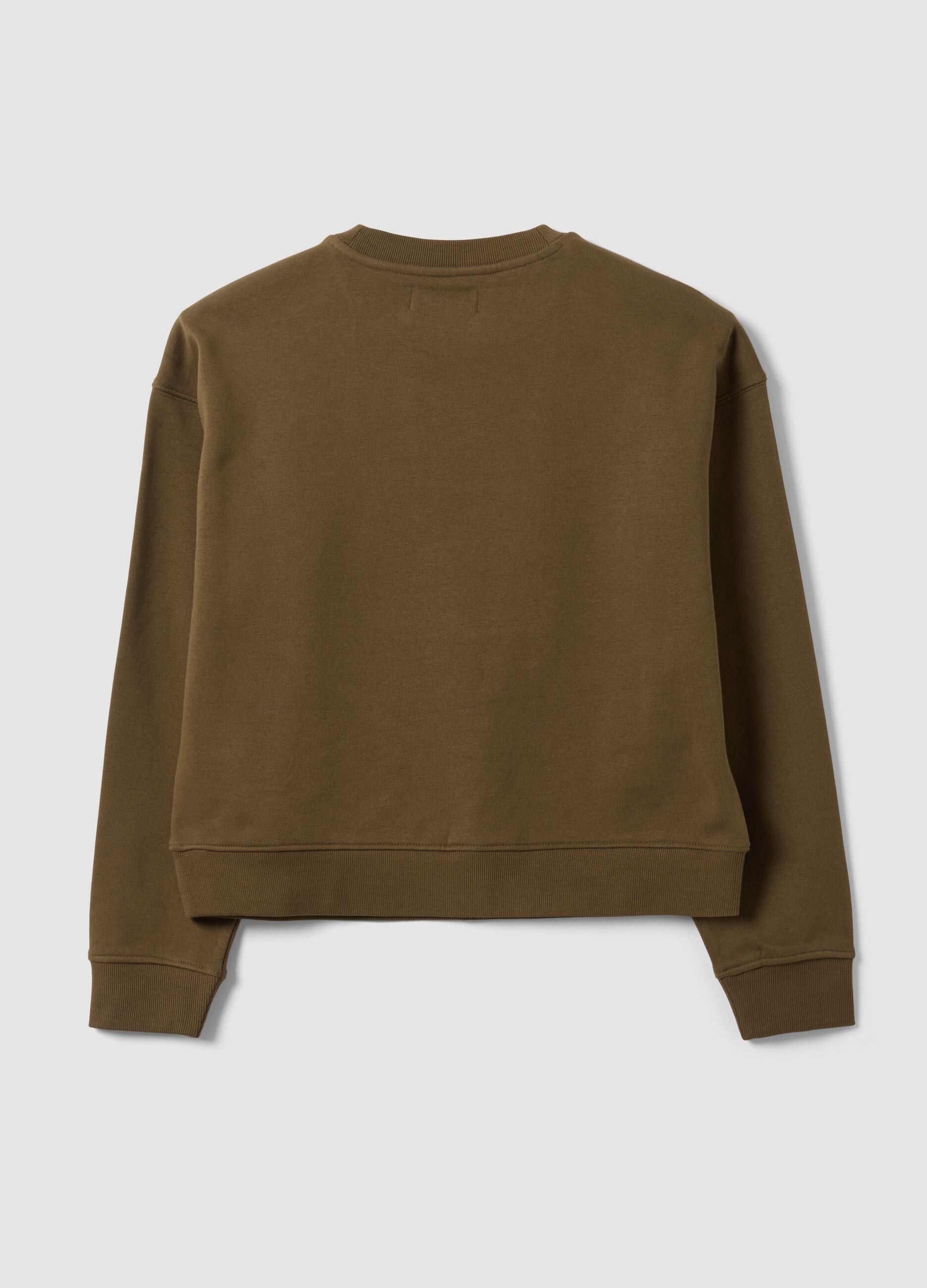 Green cotton-blend regular-fit crew-neck sweatshirt