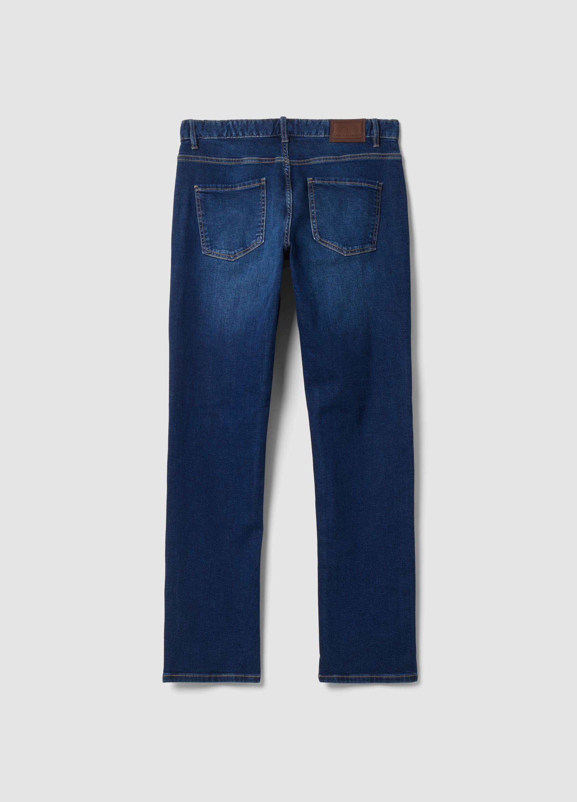 Blue denim jeans in stretch cotton, regular fit