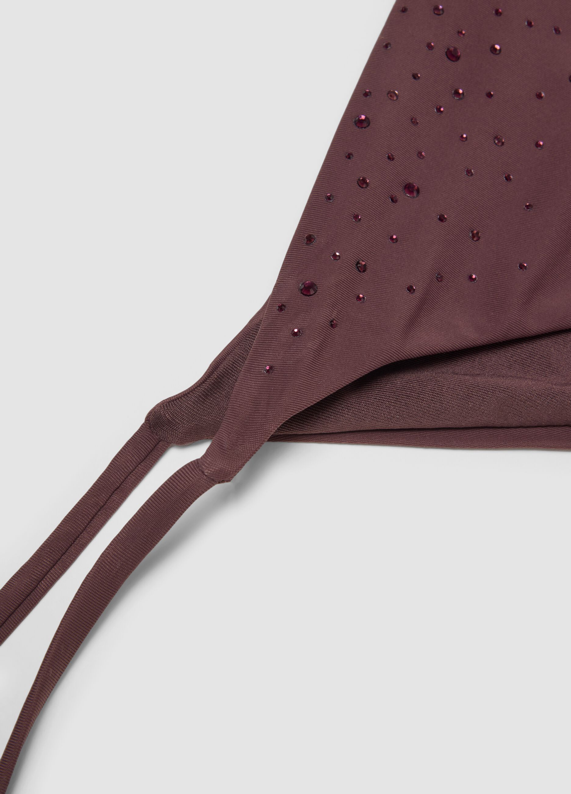 Slip bikini elasticizzato marrone con dettagli brillanti