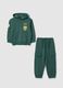 Children's green cotton blend regular fit jogging set_0