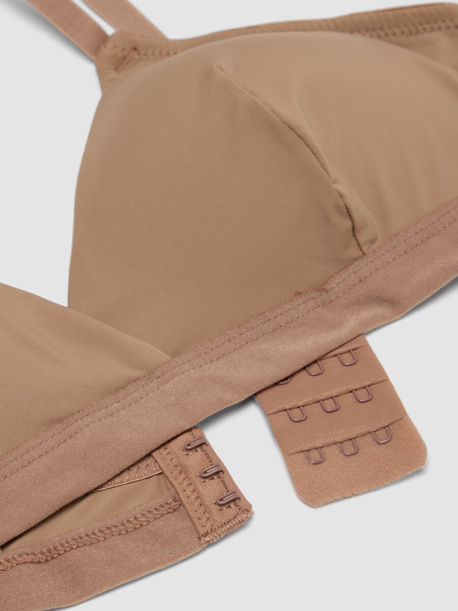 Brown triangle bra with removable padding in stretch fabric_5