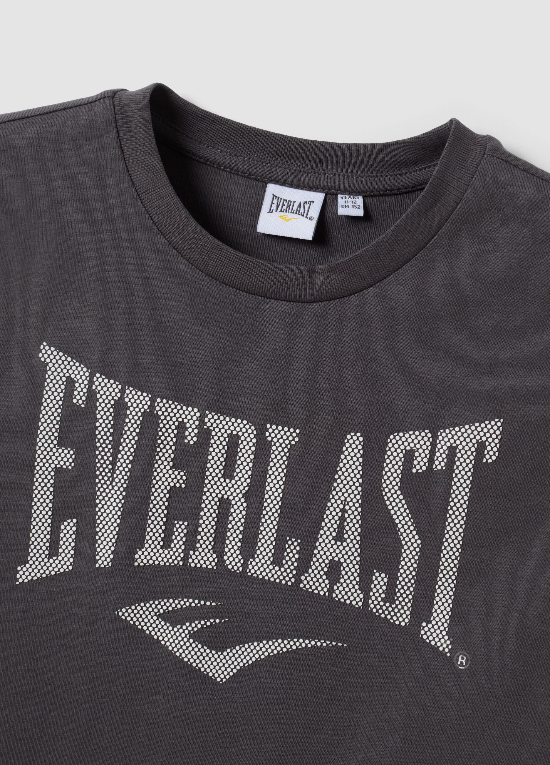 Grey pure cotton T-shirt with front print for boys