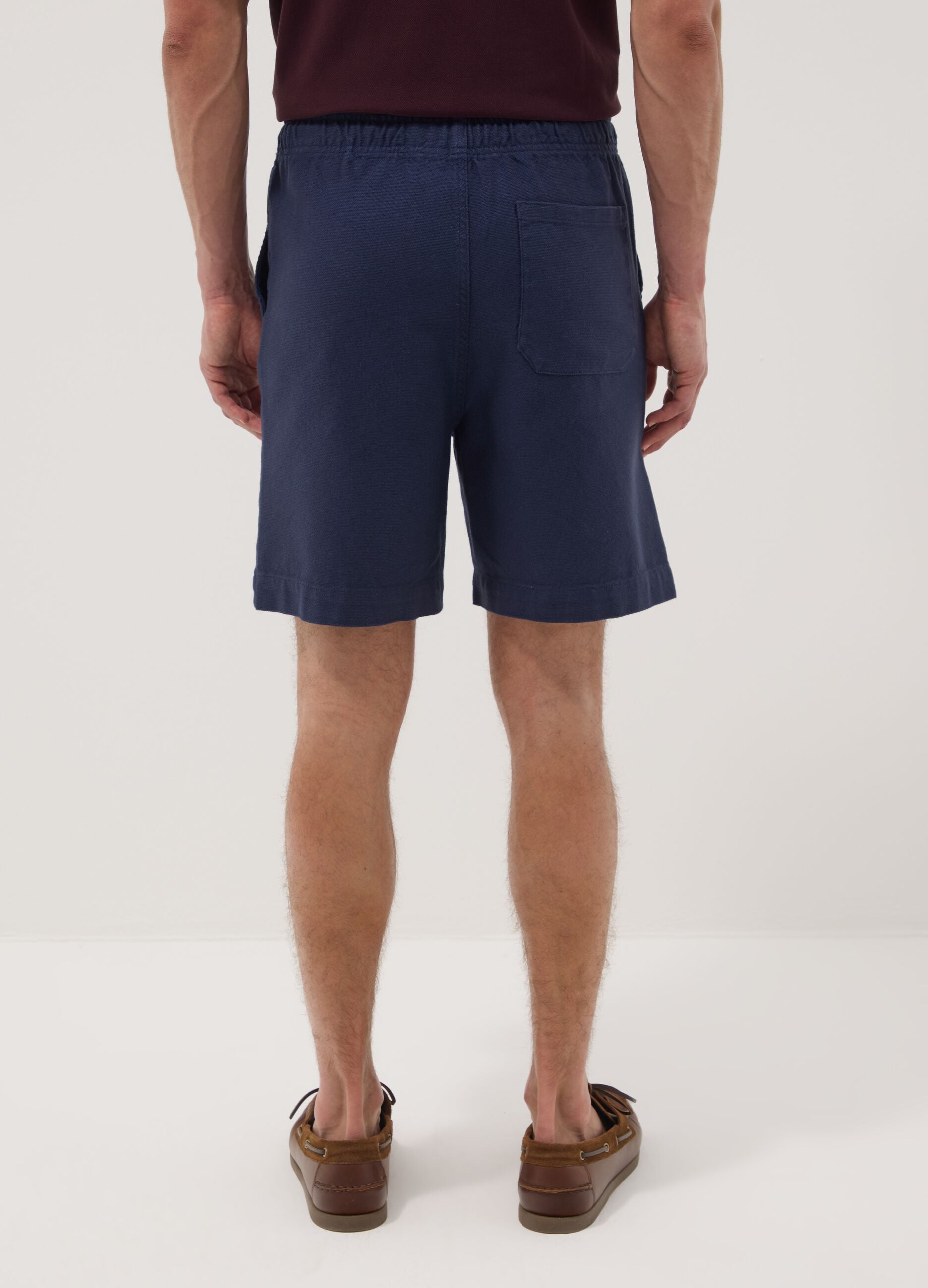Blue chino shorts in pure cotton with elasticated waist