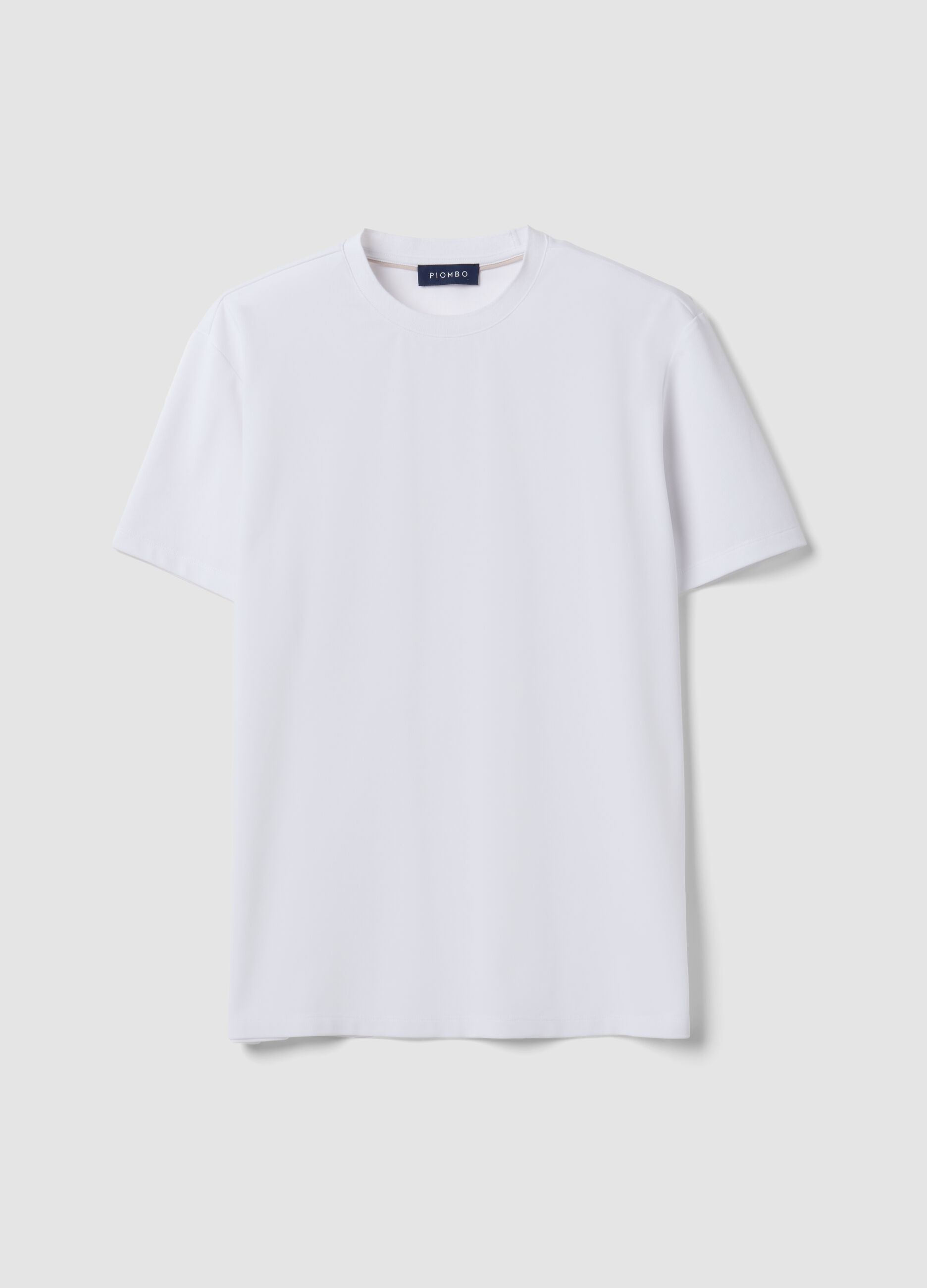 White regular-fit stretch piqu&eacute; cotton-blend T-shirt, Easy Dry