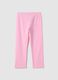 Slim fit pink elasticated cotton leggings for girls with star detail_1