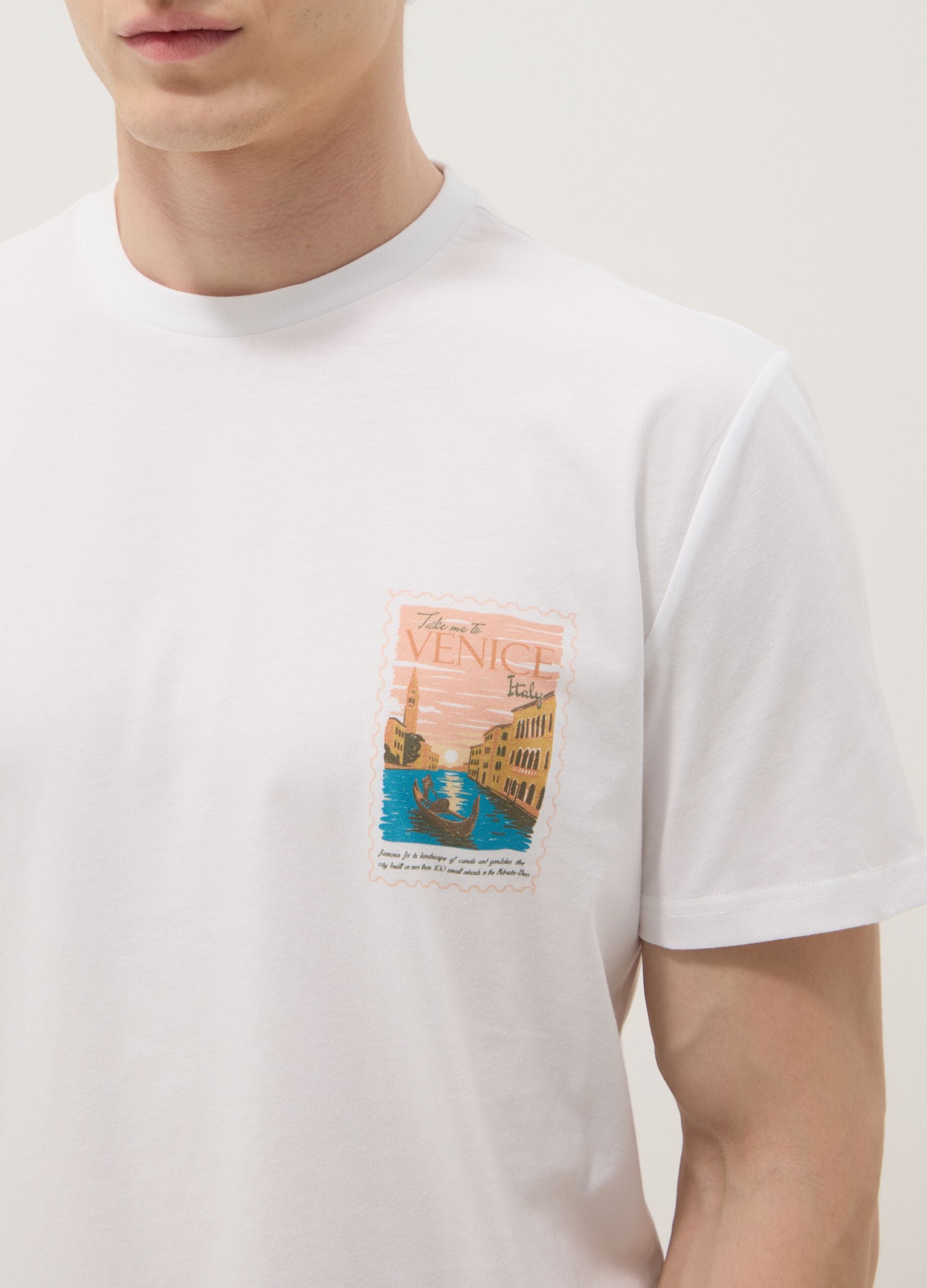 White short-sleeved pure cotton regular-fit T-shirt