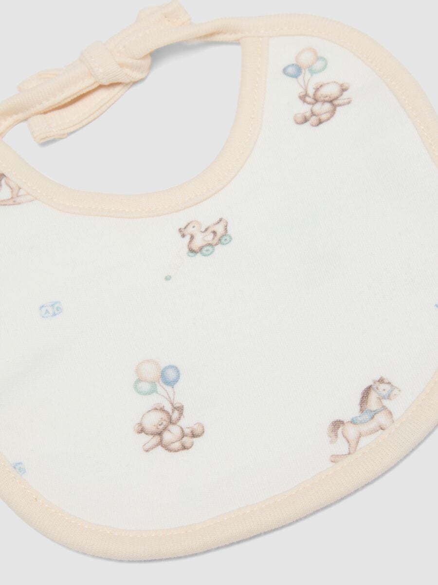 Two-pack of blue and yellow baby bibs in pure organic cotton with prints_1