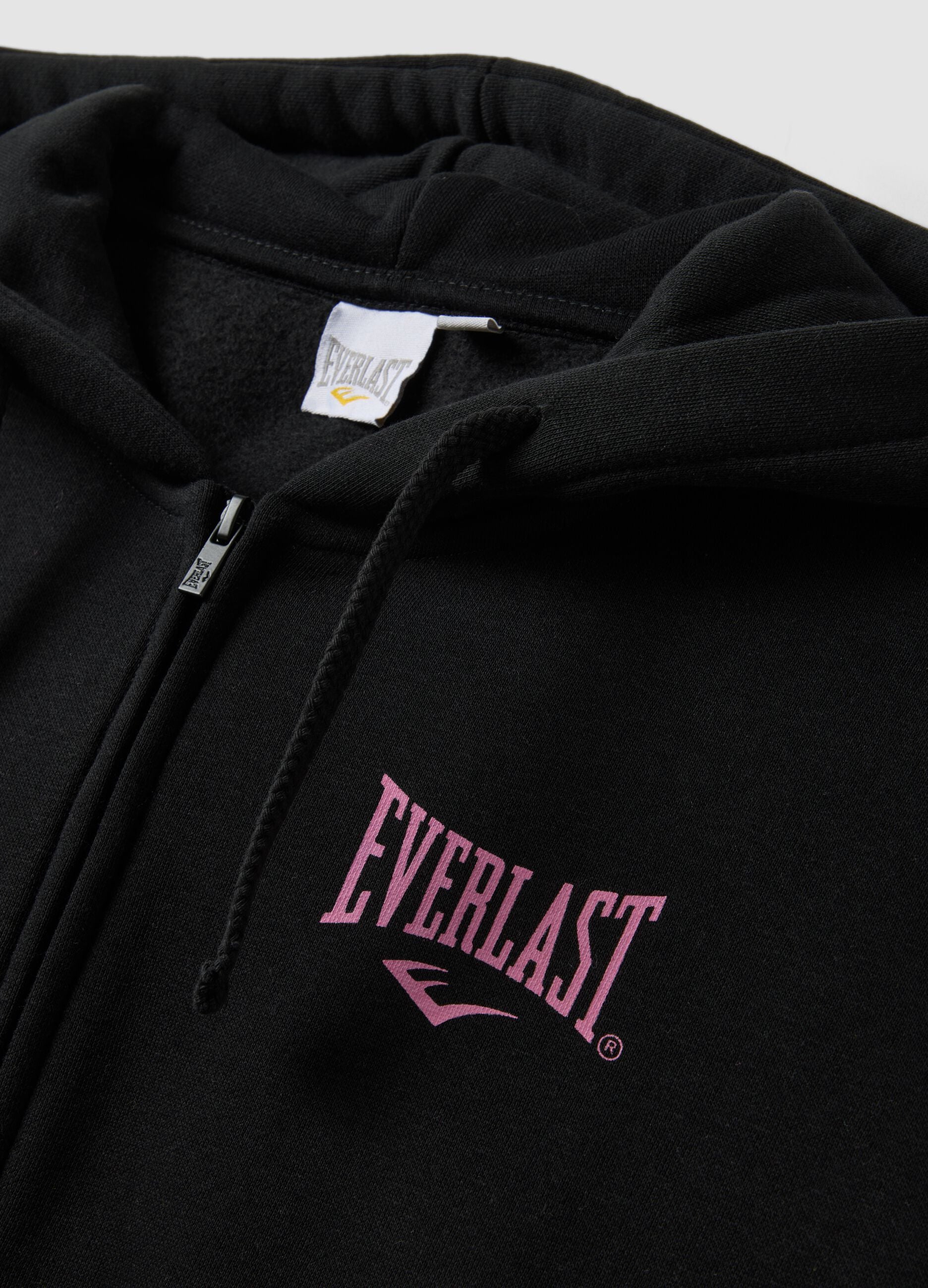 Black cotton-blend hooded sweatshirt with logo