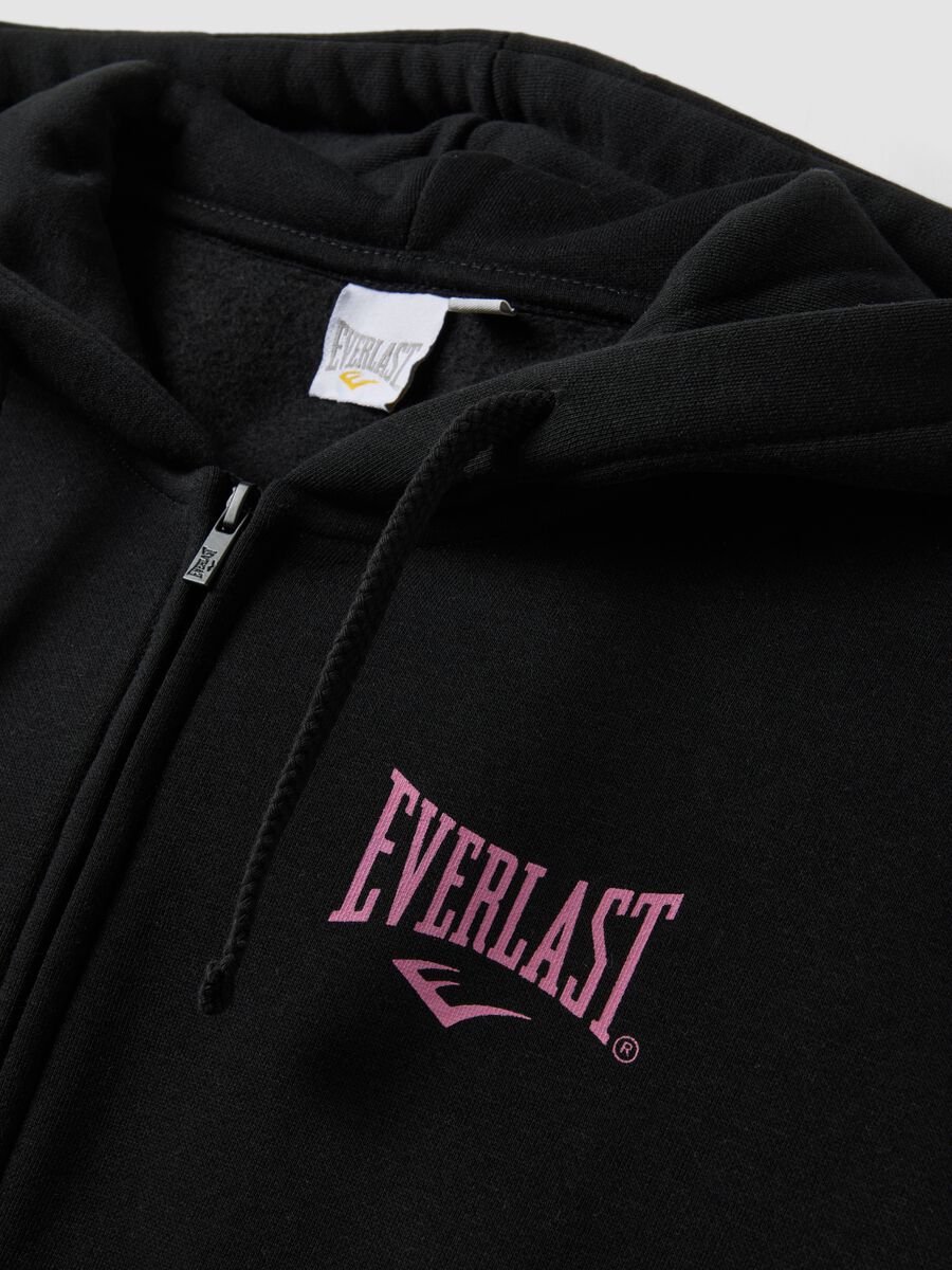 Black cotton-blend hooded sweatshirt with logo_1