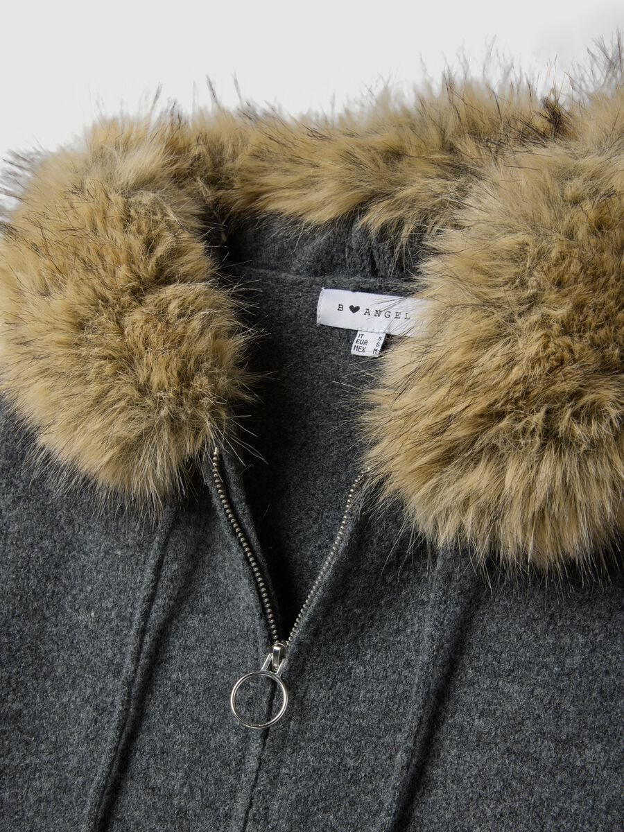 Grey stretch wool cardigan with contrasting collar_5