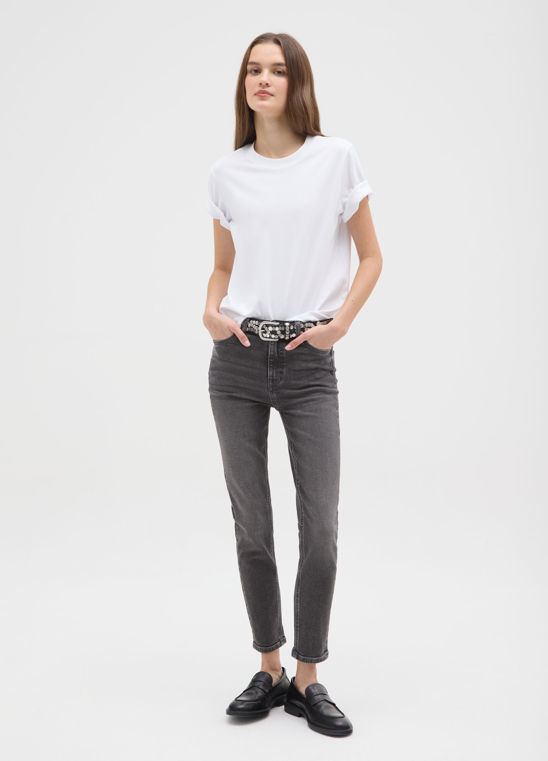 Grey Stretch Cotton Skinny Fit Jeans