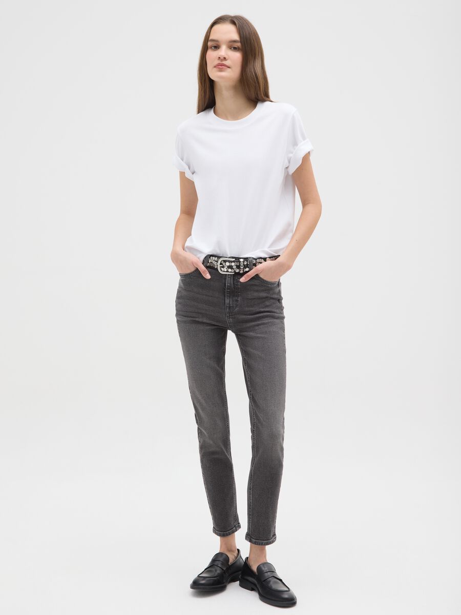 Grey Stretch Cotton Skinny Fit Jeans_0