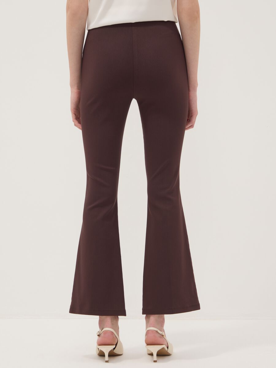 Brown stretch viscose flared leggings_2