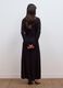 Long brown slim-fit dress with shawl collar_3