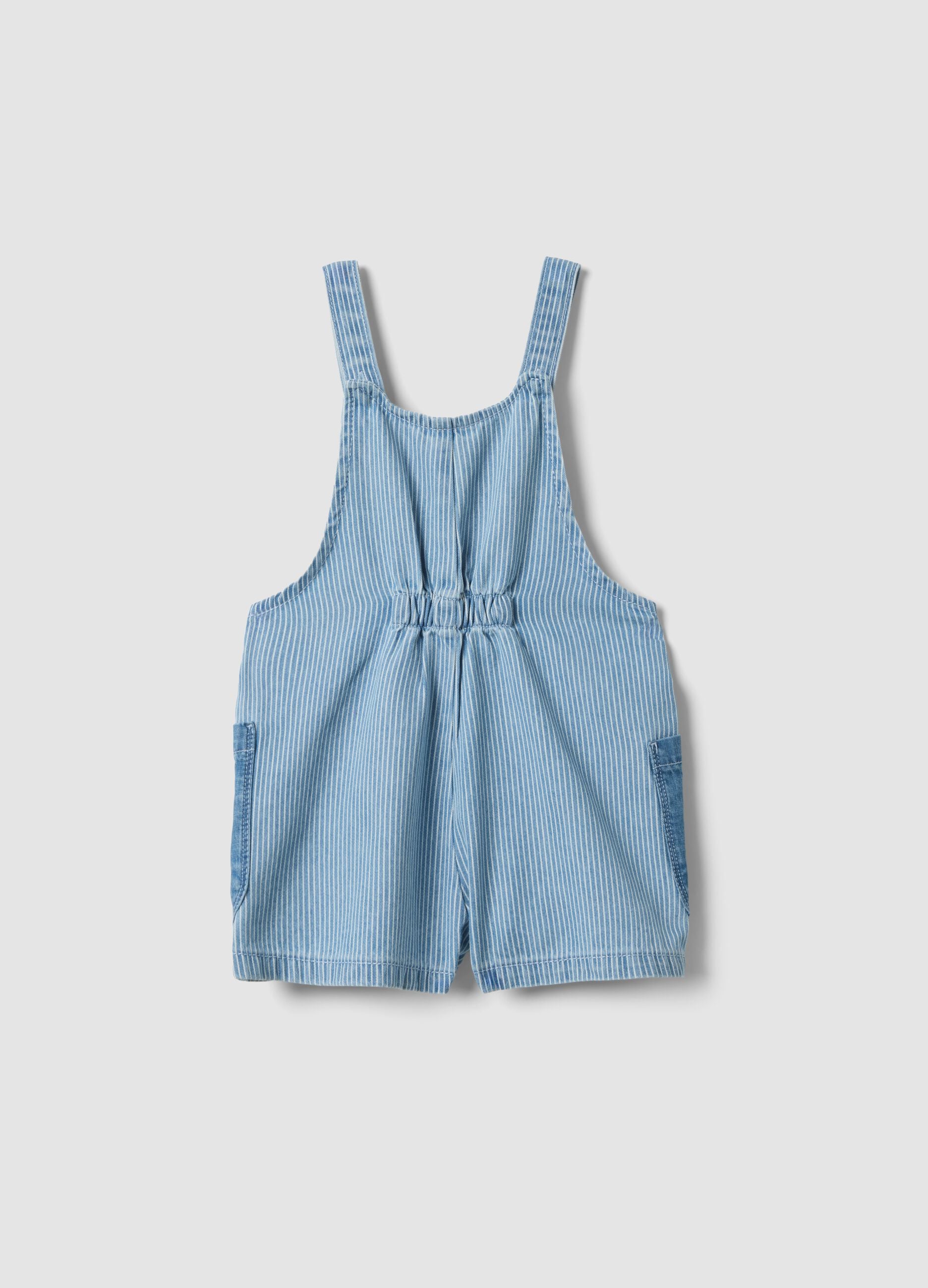 Girls&rsquo; cotton-lyocell denim dungarees with embroidered details