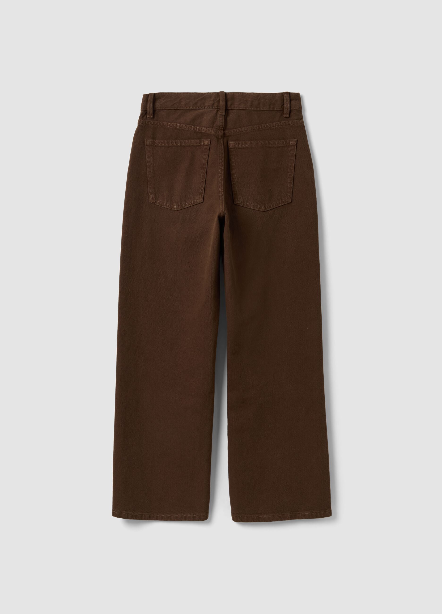Brown straight-fit pure cotton jeans