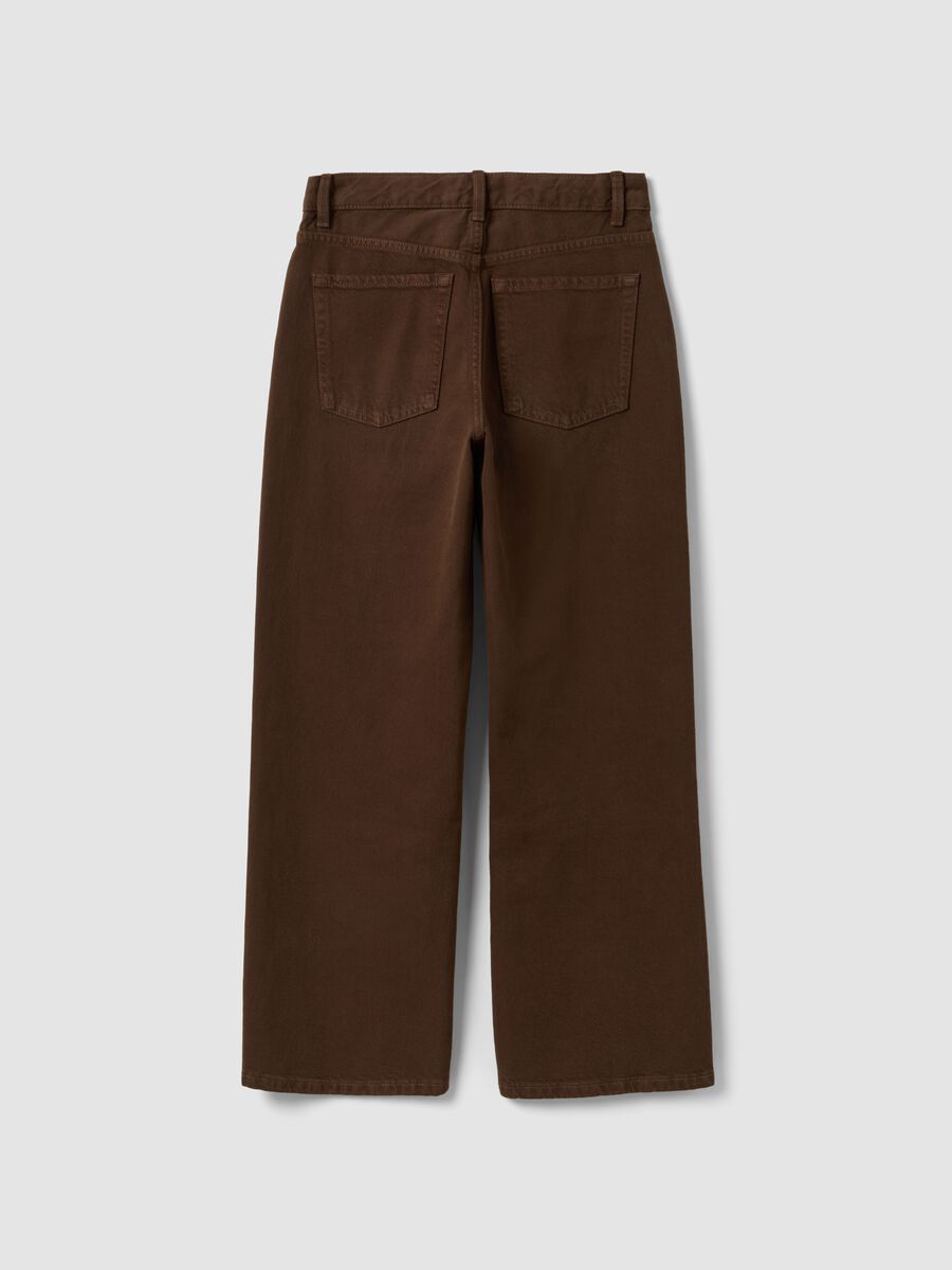 Brown straight-fit pure cotton jeans_5