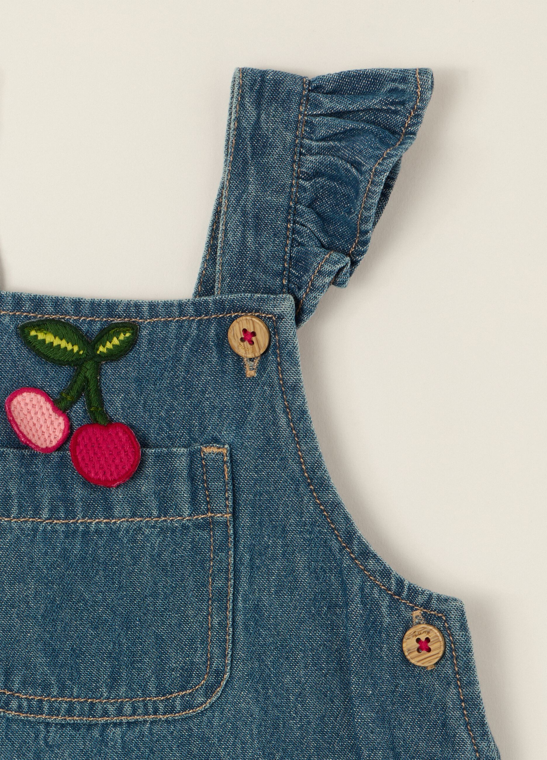 Blue denim pure cotton baby girl dungaree dress
