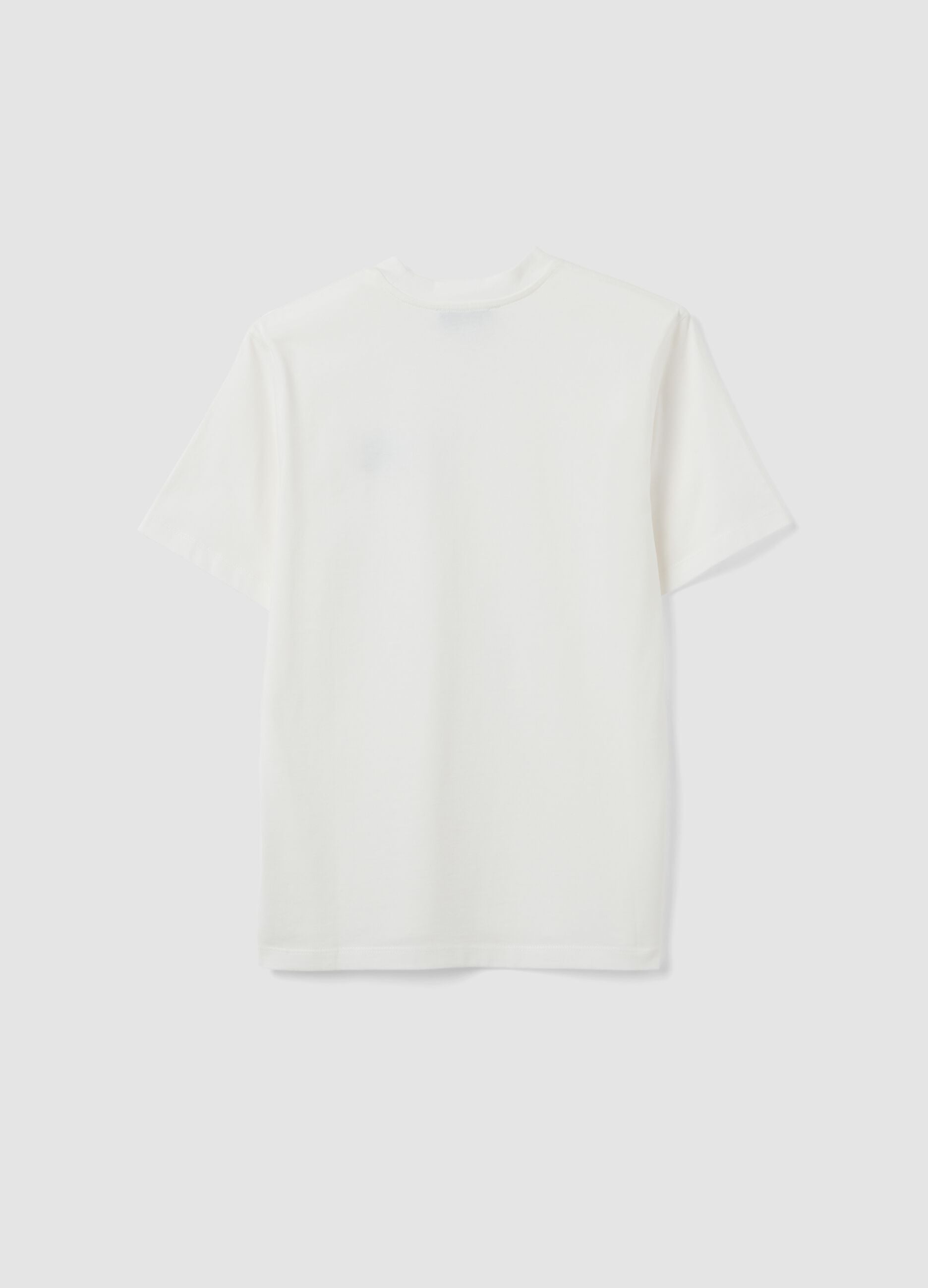 White relaxed-fit pure cotton T-shirt with chest slogan