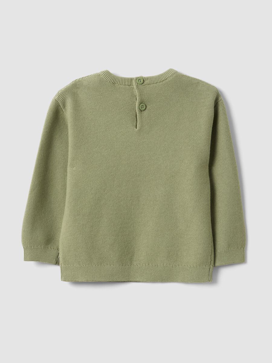 Maglione in puro cotone verde da bimbo regular fit con tigre_1