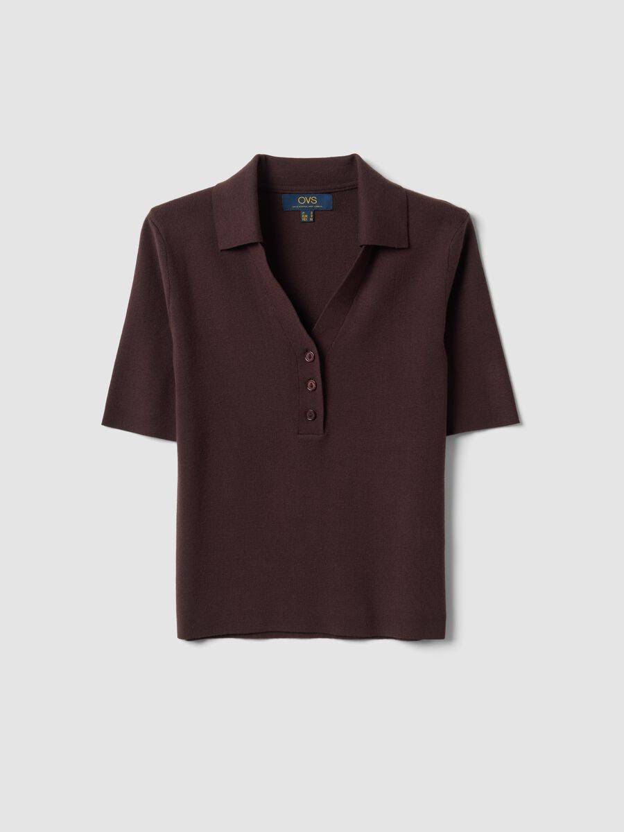 Brown viscose-blend polo jumper, regular fit_4