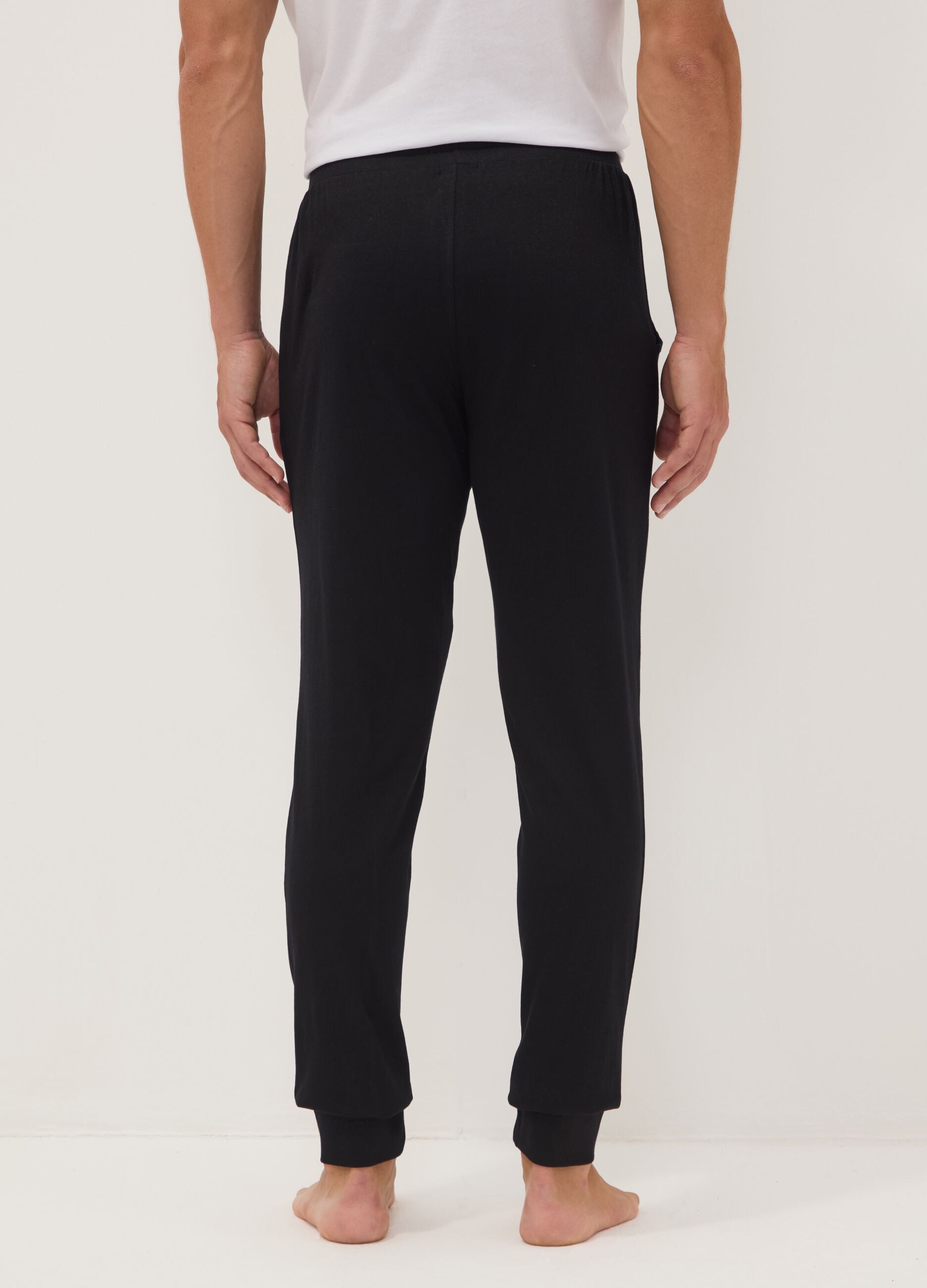 Blue organic cotton pyjama trousers with elasticated waistband