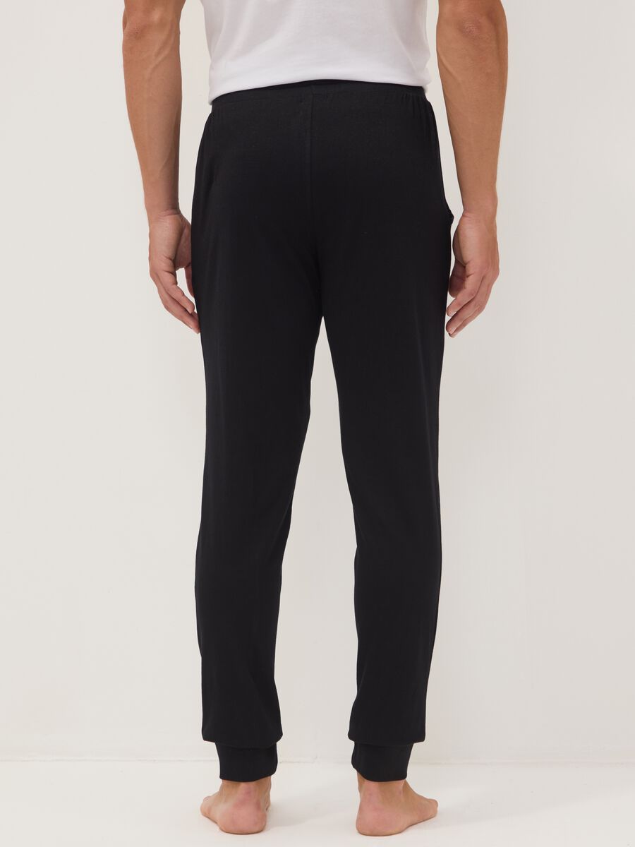 Blue organic cotton pyjama trousers with elasticated waistband_2
