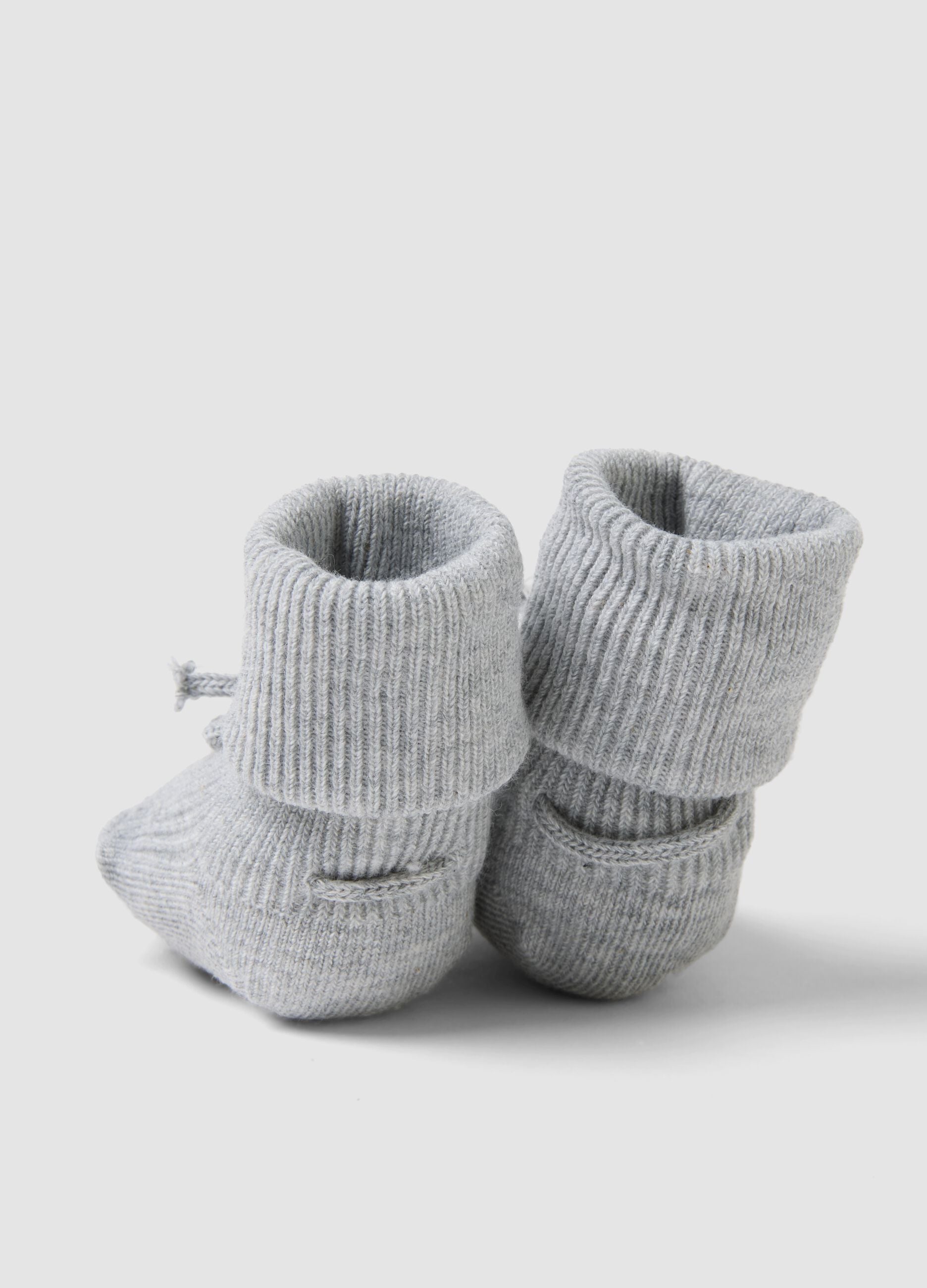 Grey organic cotton ribbed booties