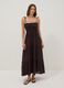 Long brown pure cotton kaftan with thin straps_2