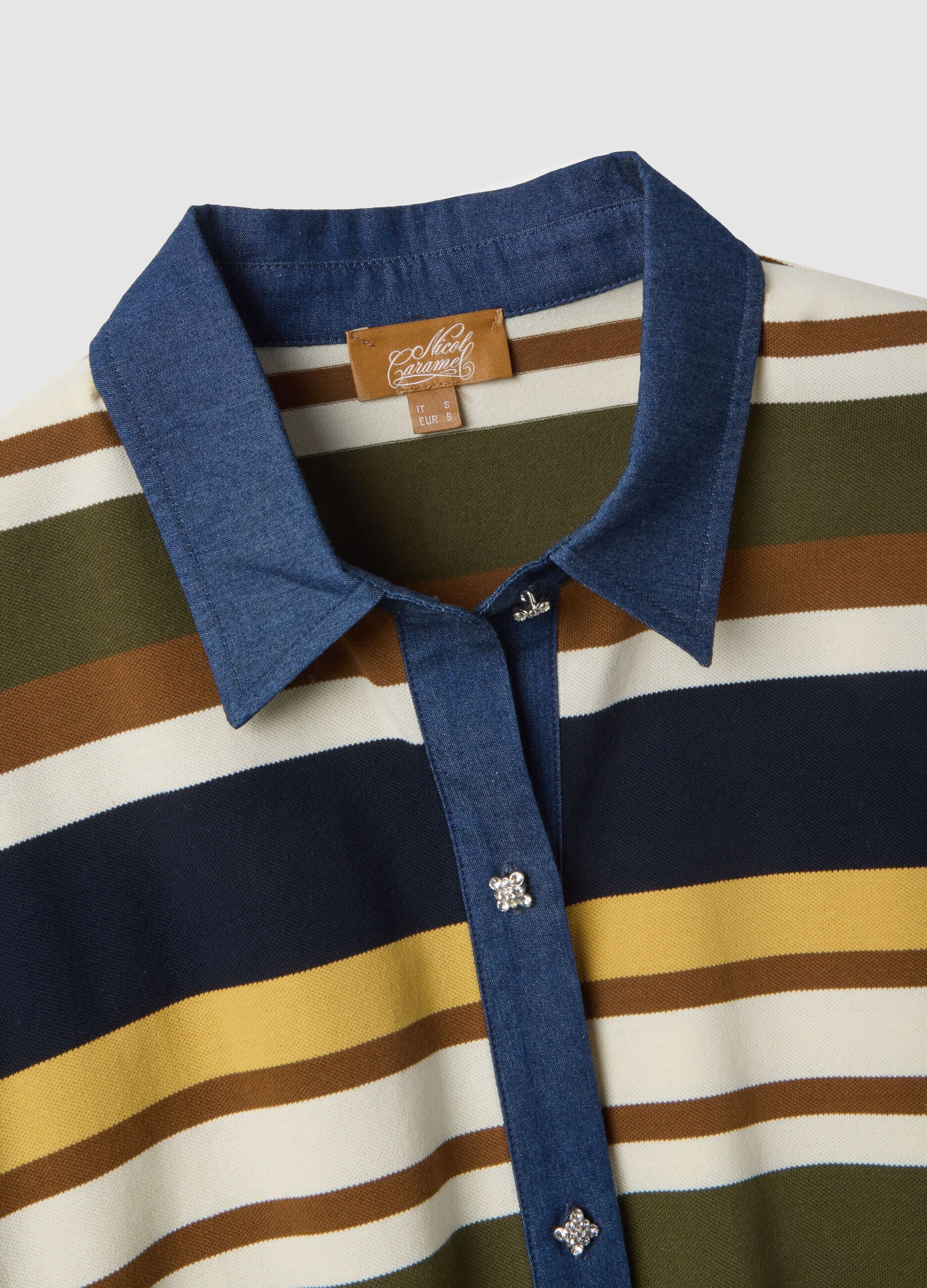 Multicolour maternity long-sleeve polo in stretch cotton