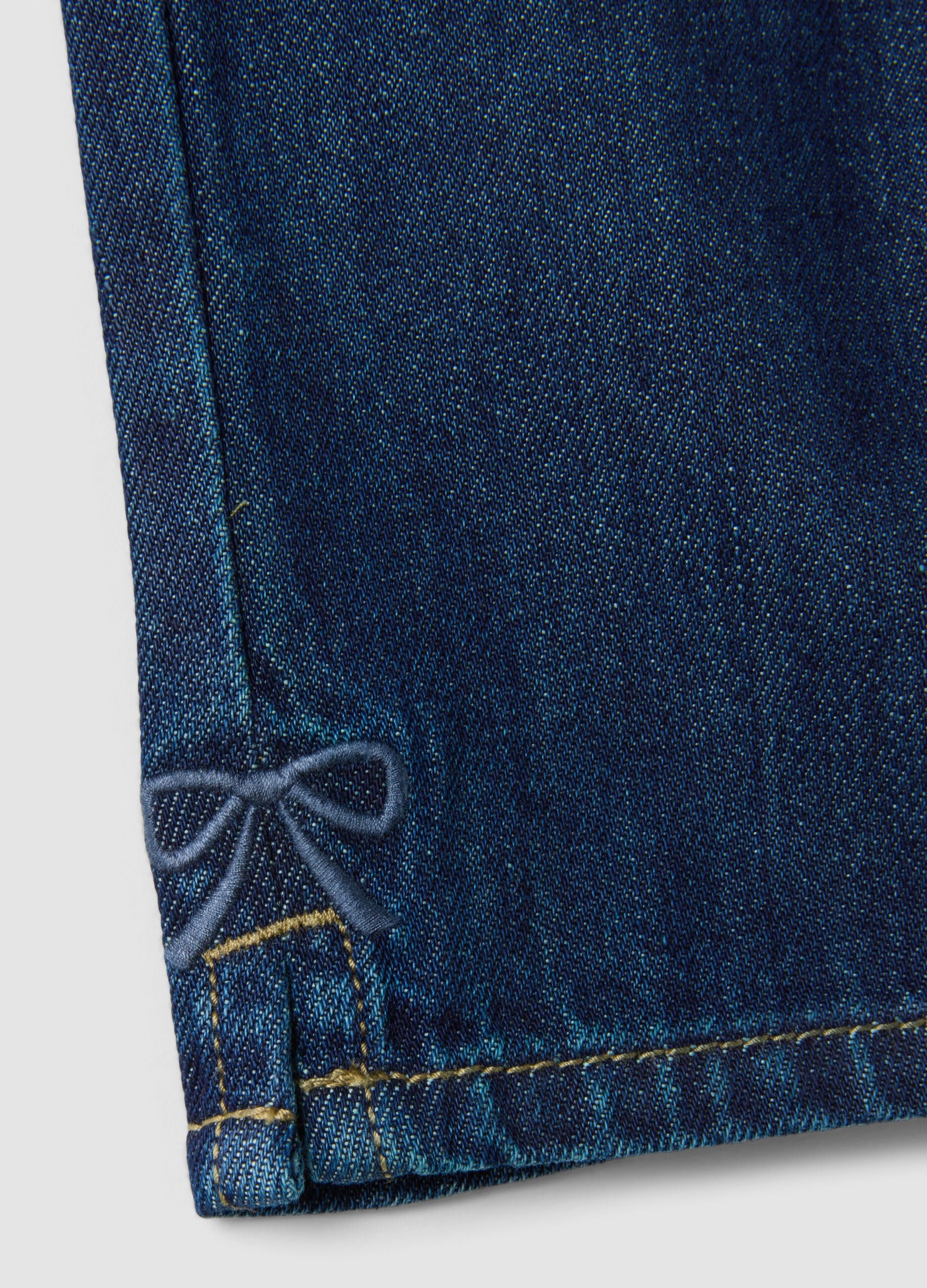 Blue denim wide-leg trousers in cotton and viscose blend for baby girl