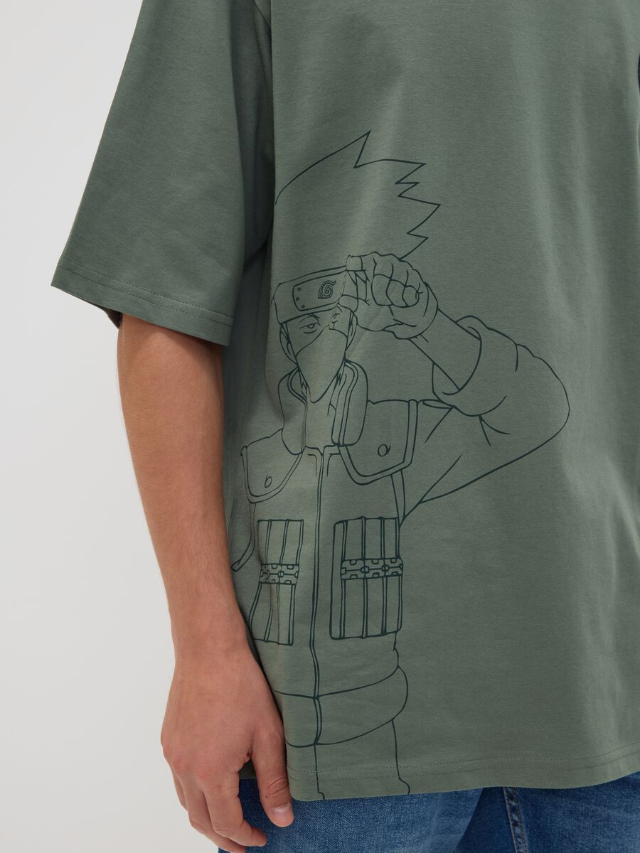 Green pure cotton T-shirt with Naruto print_2