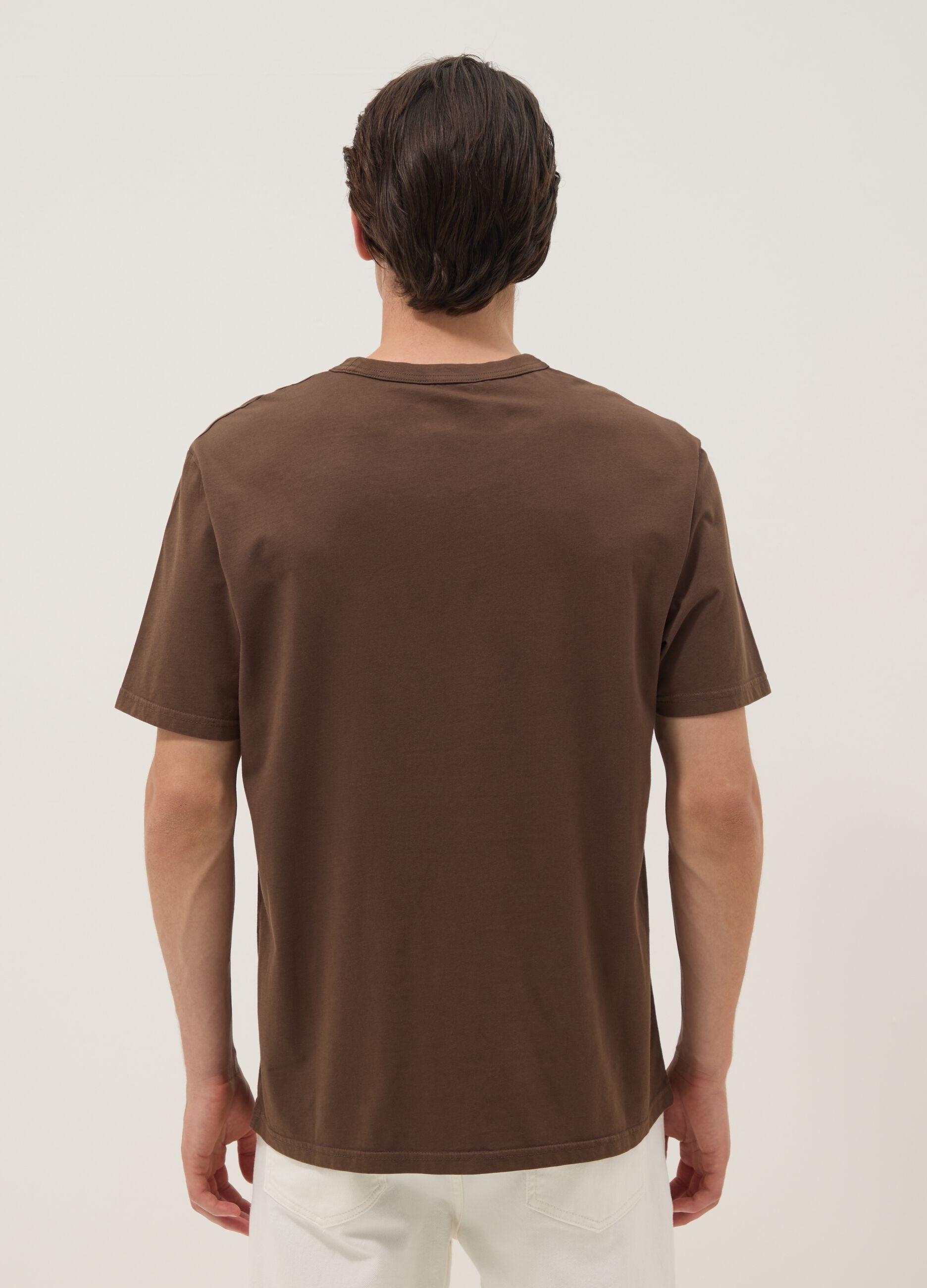 Brown pure cotton relaxed-fit T-shirt
