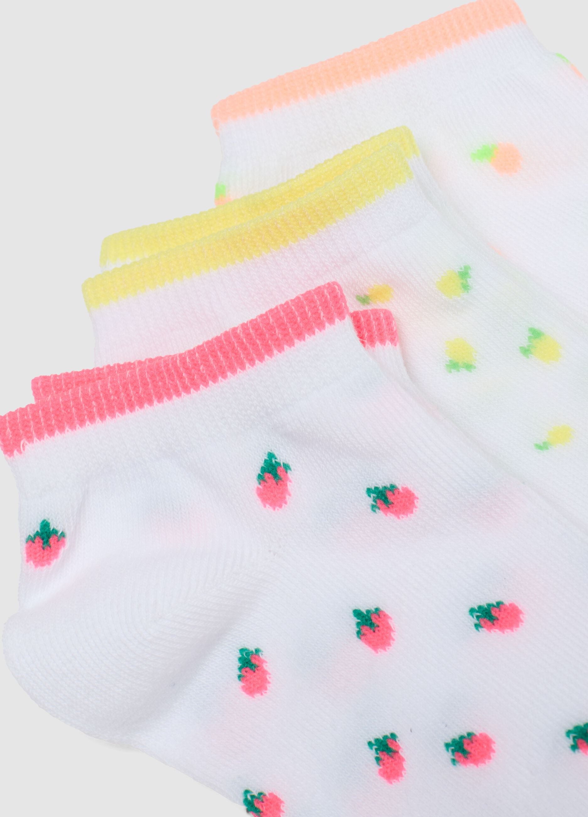 Girls' Multicolor Cotton Blend Fruit Socks Multipack