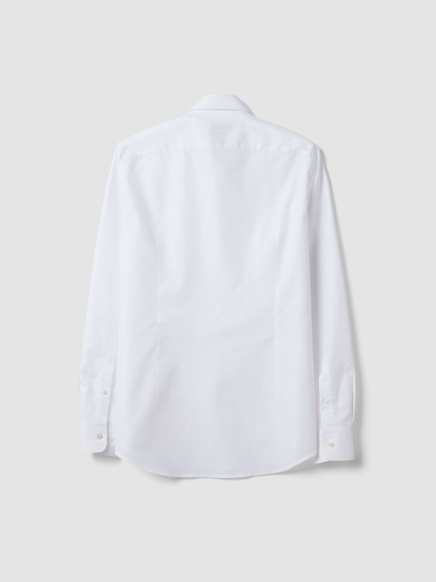 White shirt in pure compact cotton with slim-fit French collar_1