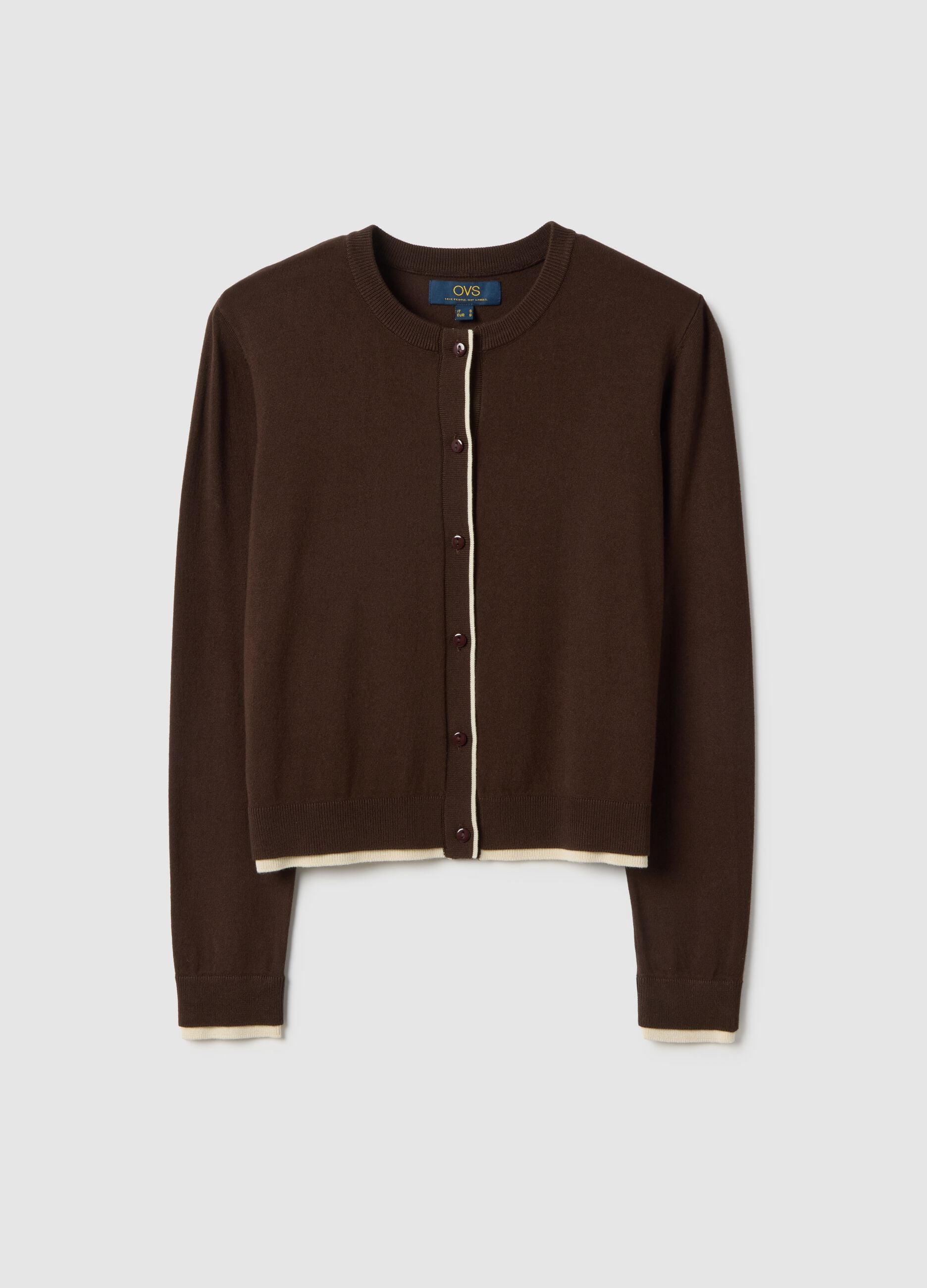 Brown viscose blend cardigan regular fit