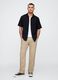 Regular beige trousers in linen and cotton_0