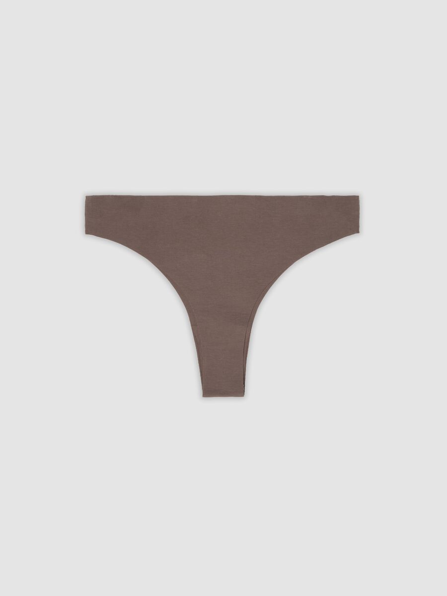 Brown organic stretch-cotton Brazilian knickers_0