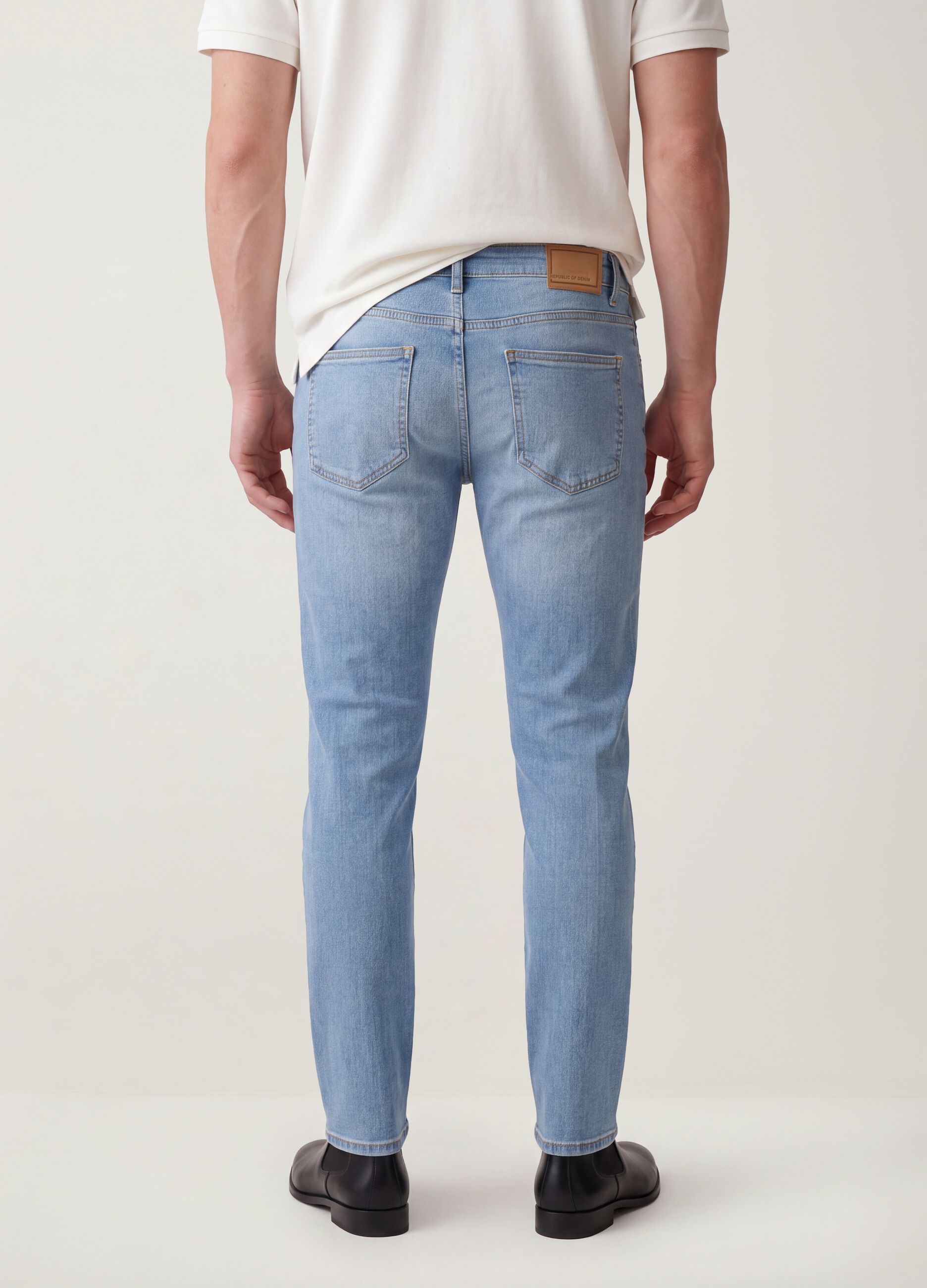 Light blue skinny stretch-cotton jeans