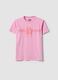 Pink pure cotton T-shirt regular fit with flower_4