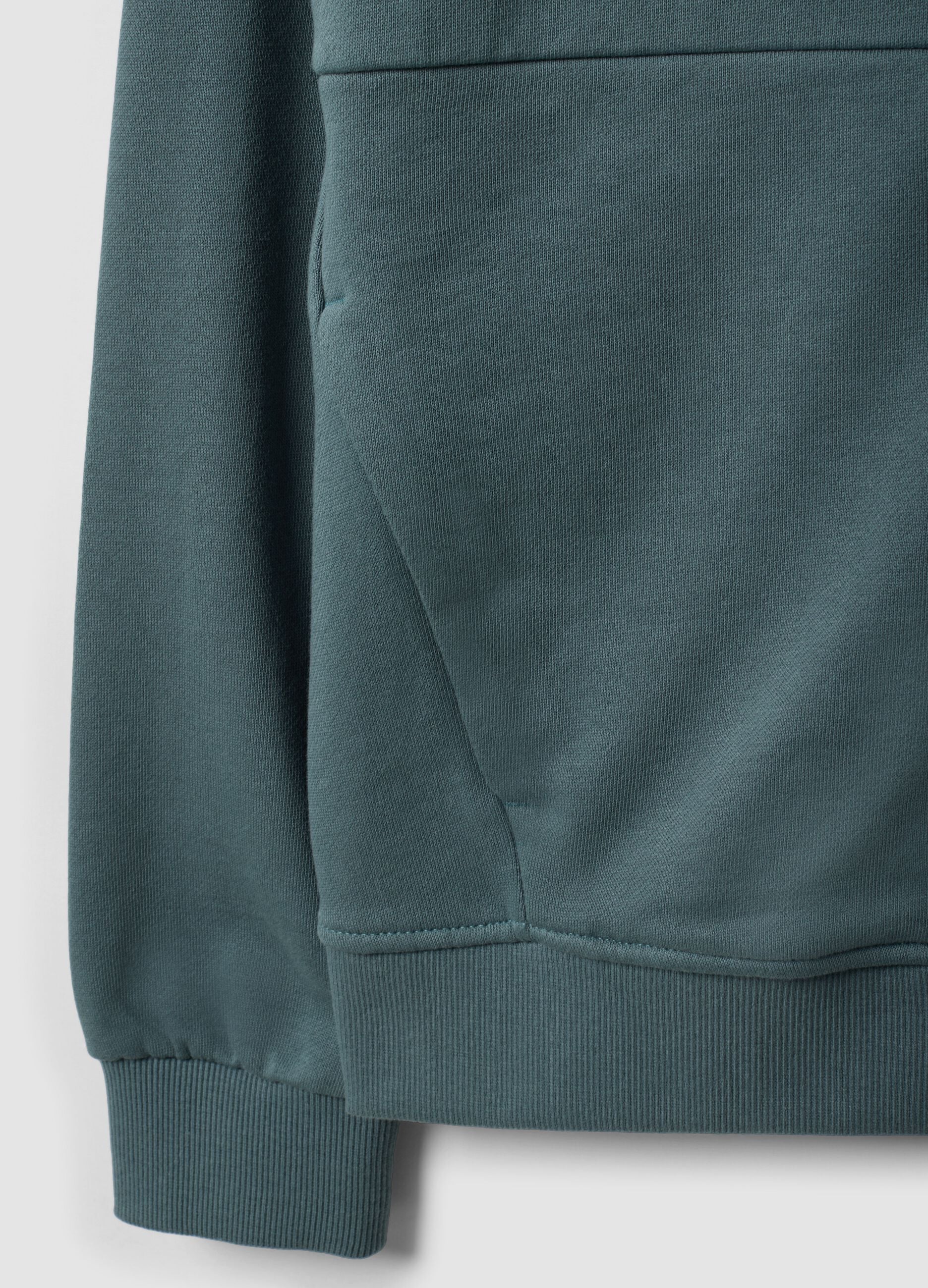 Green organic cotton zip-up hoodie for boys, relaxed fit